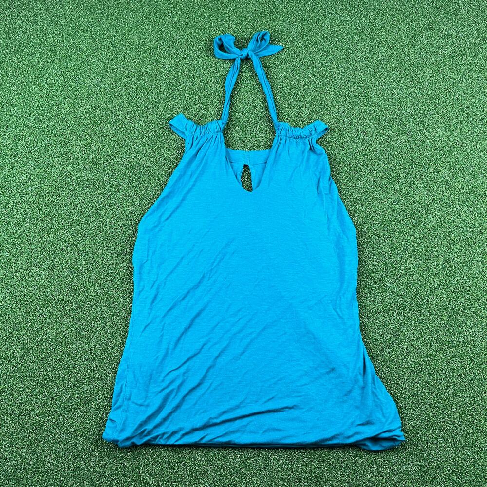 H&M Blue Sleeveless Keyhole Tie Halter Tank Top Sz S